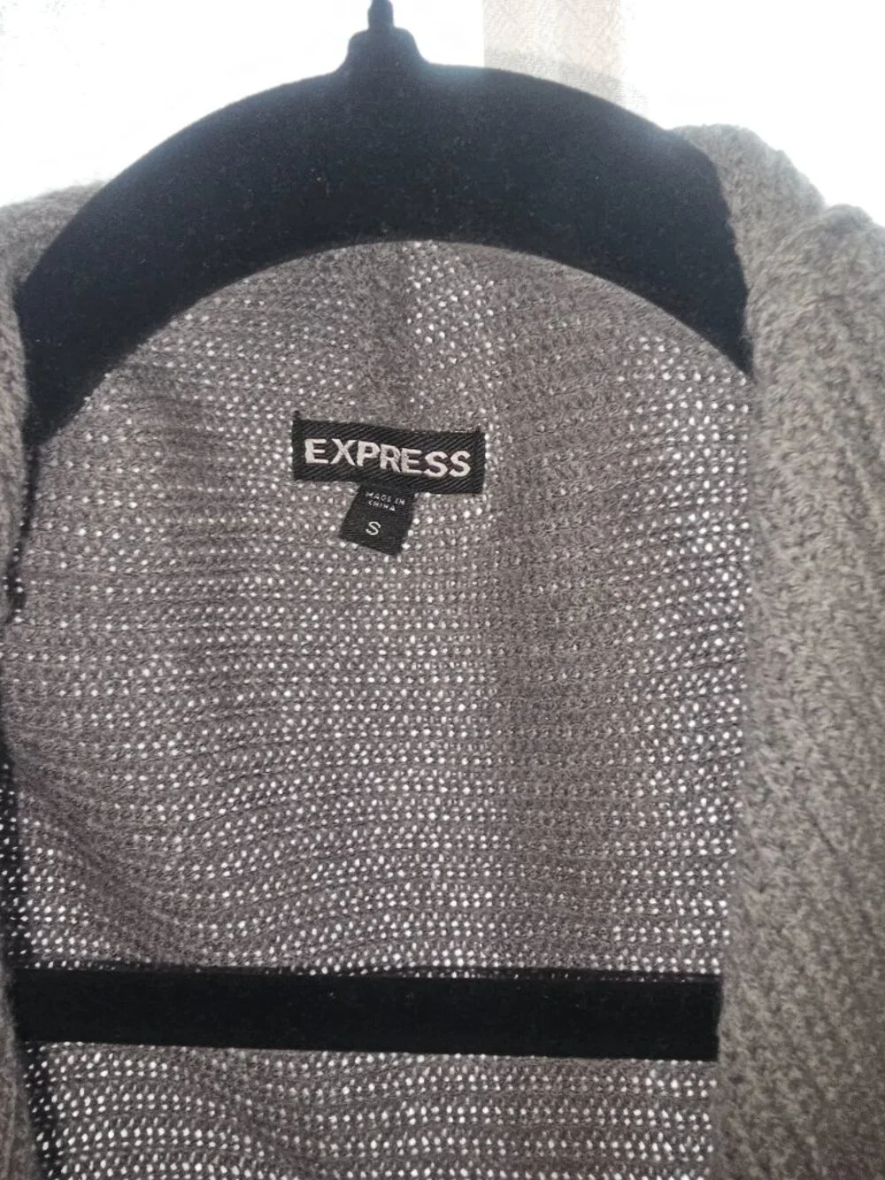 Express Gray Long Waterfall Draped Open Front Cardigan Sweater S